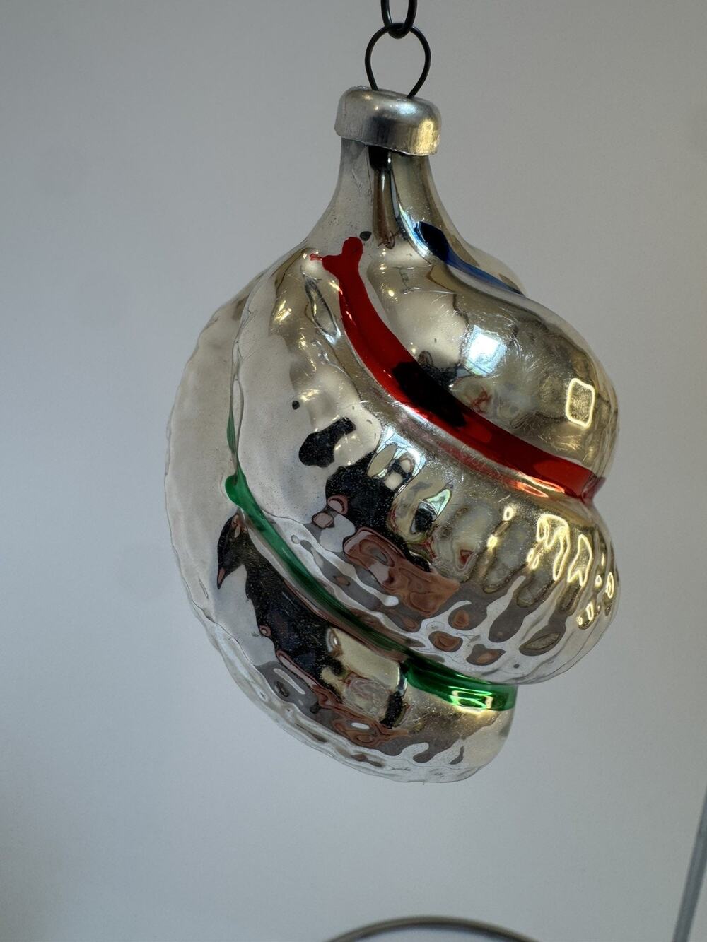 Vintage Mercury Glass Bumpy Swirl Christmas Ornament - Silver Gold Red Blue MCM